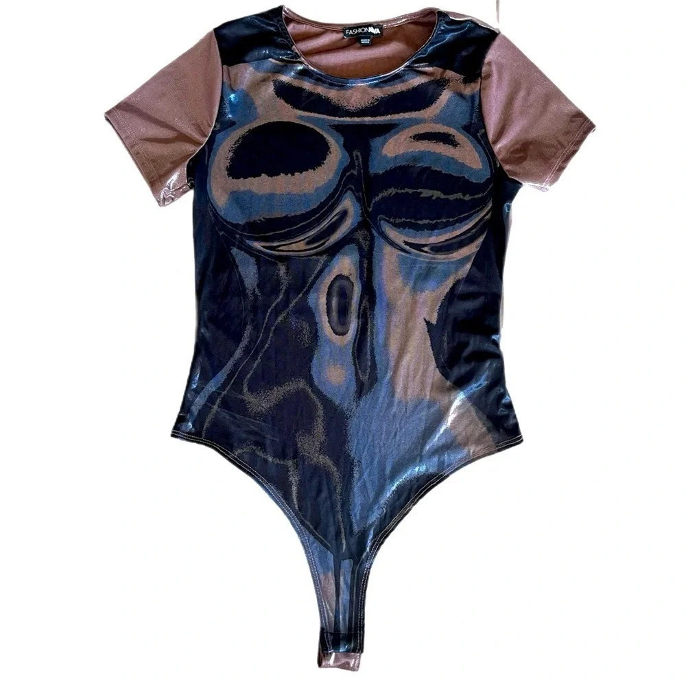 NWOT Glowing Different Short Sleeve Bodysuit in Bronze Size Medium